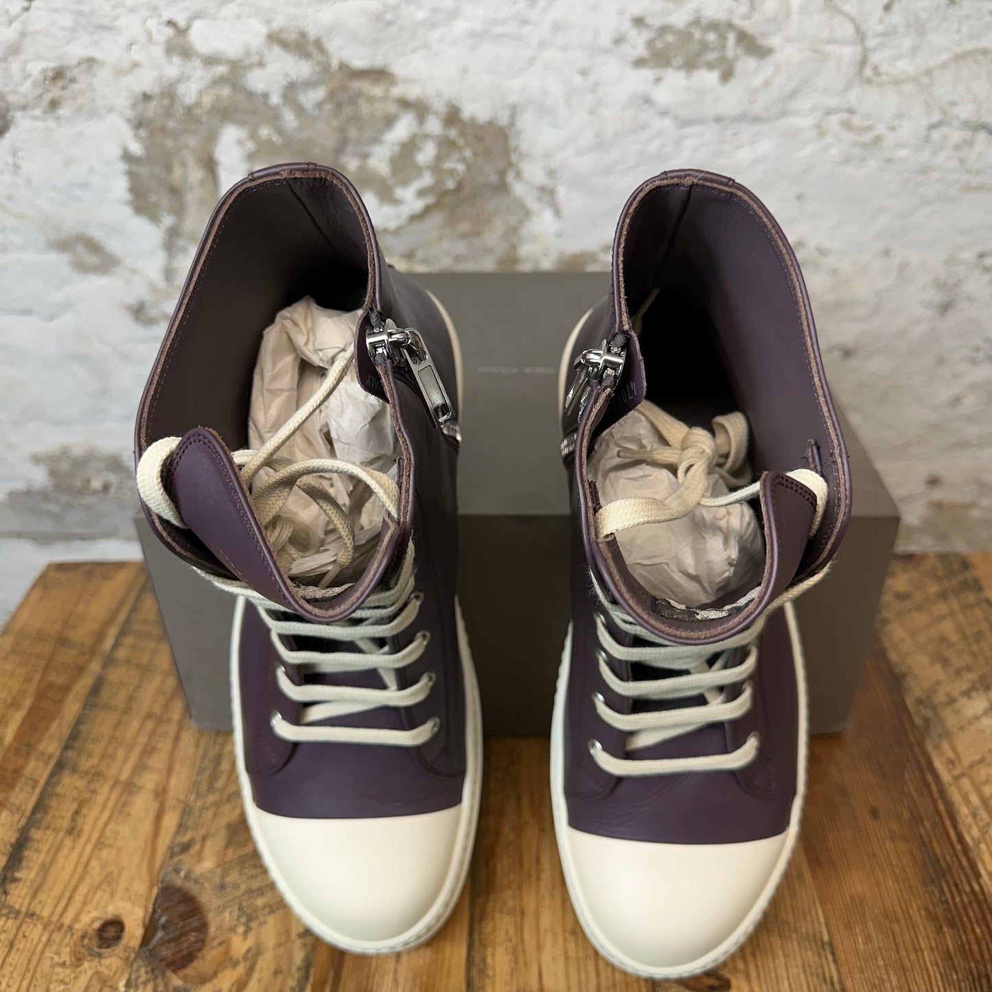 Rick Owens High Amethyst Milk Sneaker Sz 12.5 (45.5)