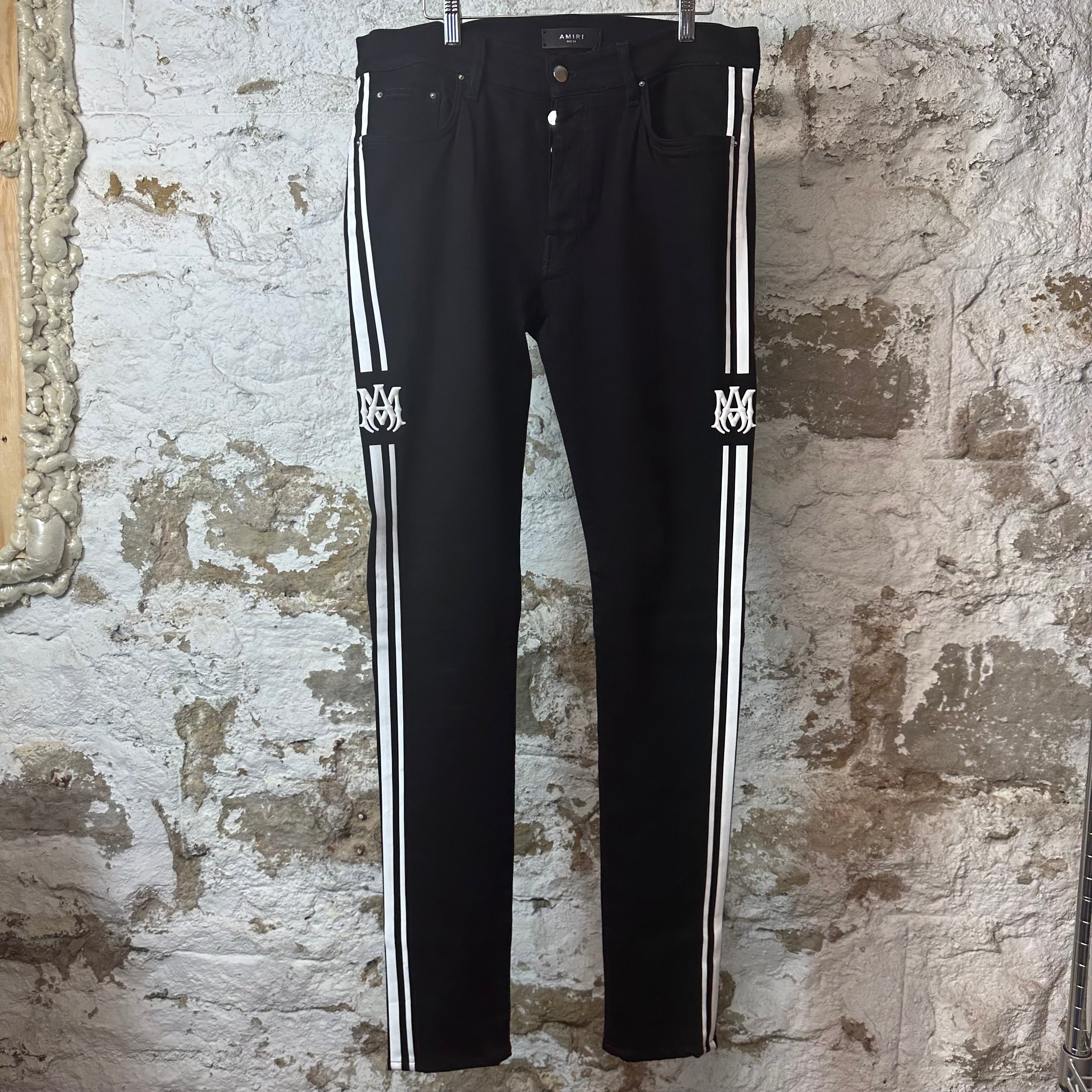 Amiri White MA Stripe Black Denim Jeans Sz 34
