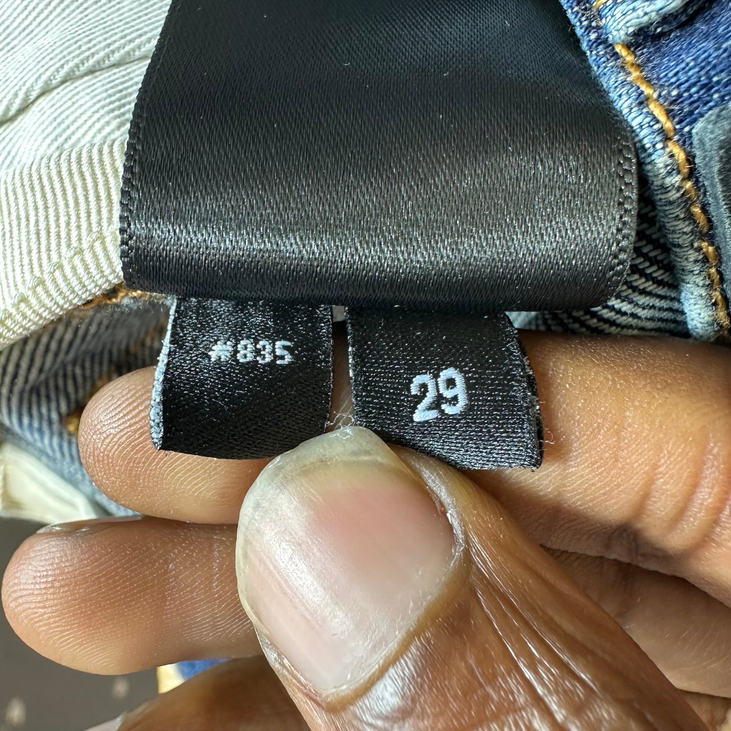 Amiri MX1 Black Leather Dark Blue Denim Jeans Sz 29