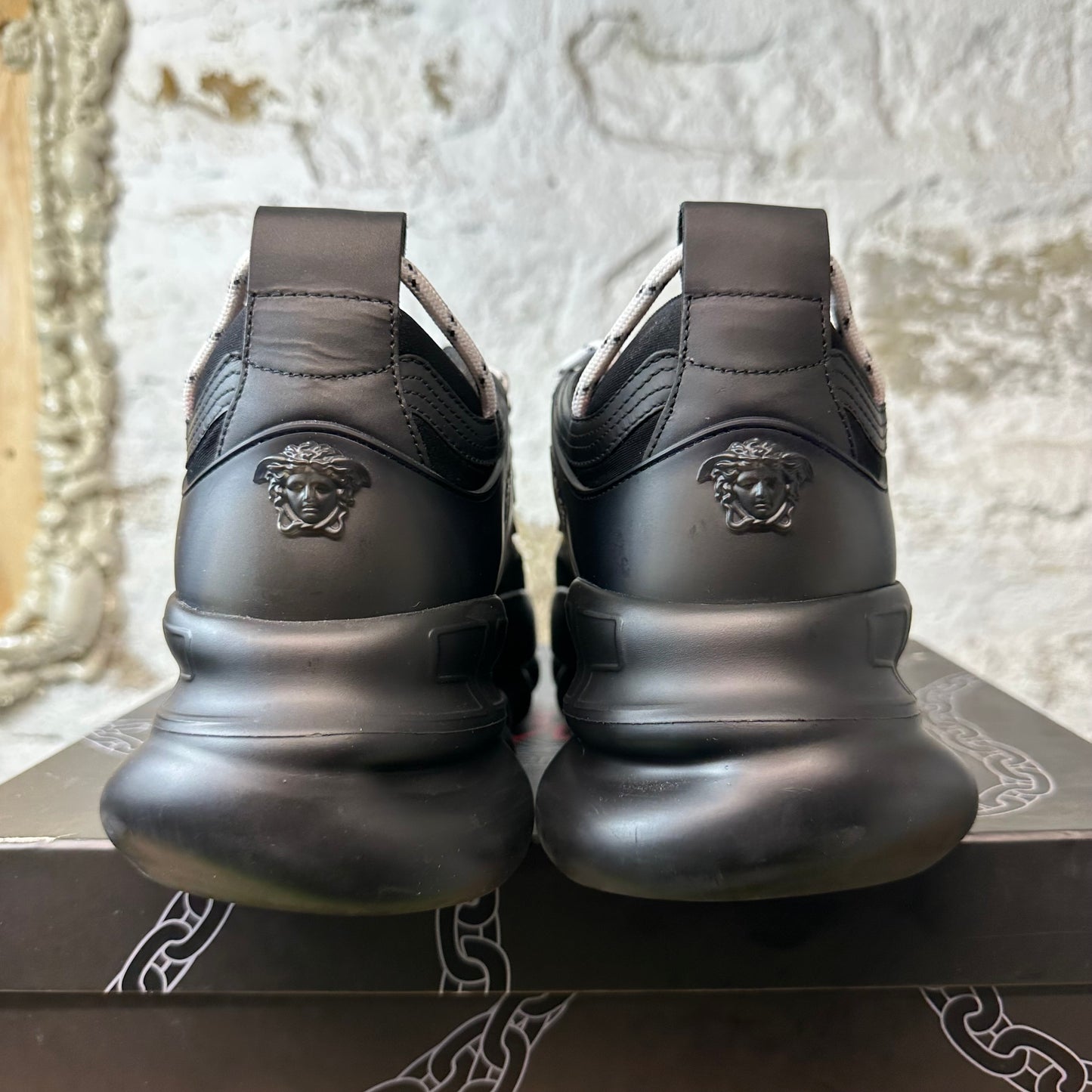 Versace Chain Reaction Barocco Print Black Sneaker Sz 10 (43)