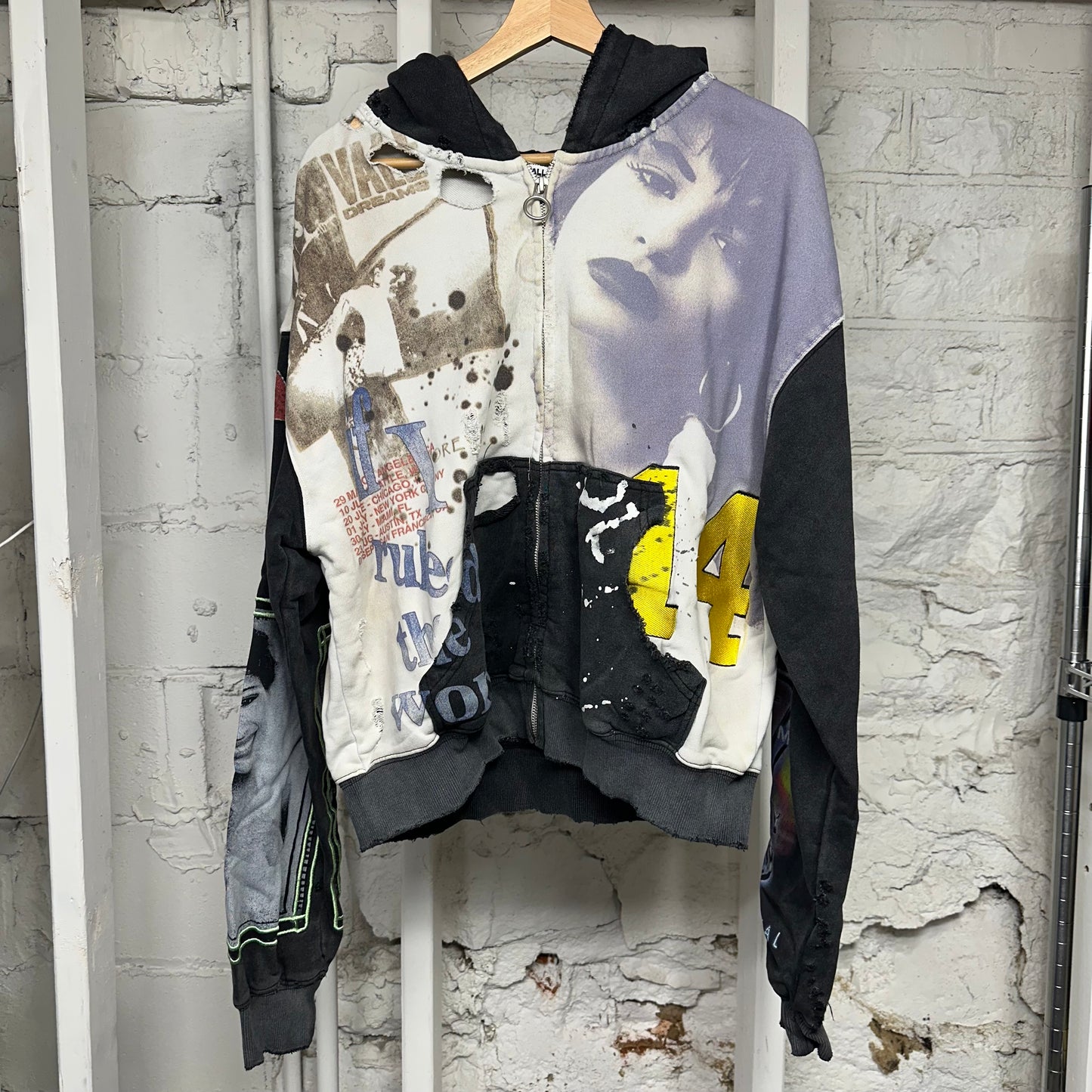 Vale Black White Zip Up Hoodie Sz S