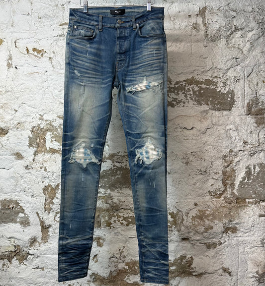 Amiri MX1 Sky Blue Cream Blue Denim Jeans Sz 31