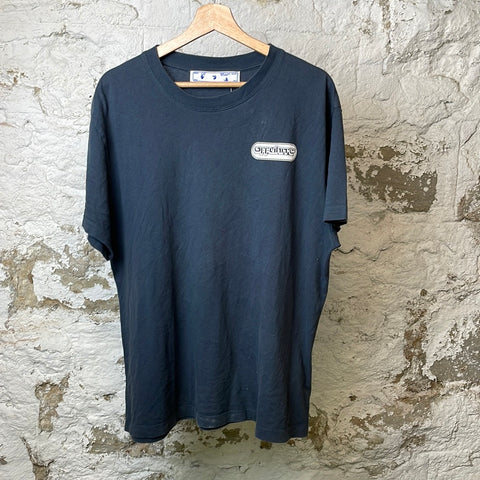 Off White Navy Small Spellout T-shirt Sz XS