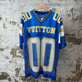 Louis Vuitton Blue Yellow Mesh Football Jersey Sz M