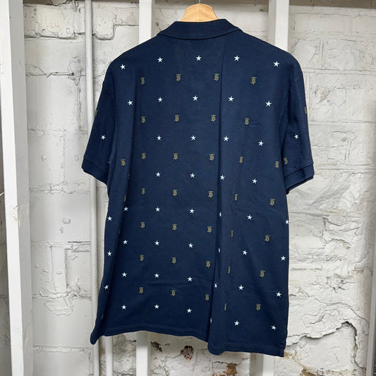 Burberry TB Star Logos Polo Shirt Navy Sz XL