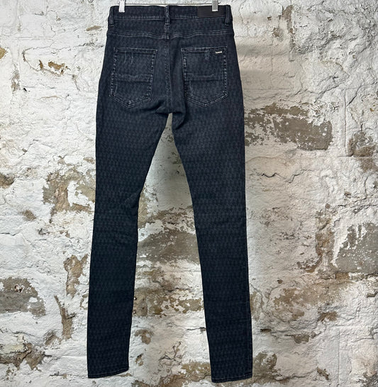 Amiri Playboy Print Black Denim Jeans Sz 28