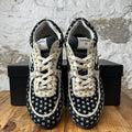 Chanel CC Embossed Beige Black Trainer Sneaker Sz 12 (45)