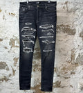 Amiri MX1 Black Paisley Grey Denim Jeans Sz 36