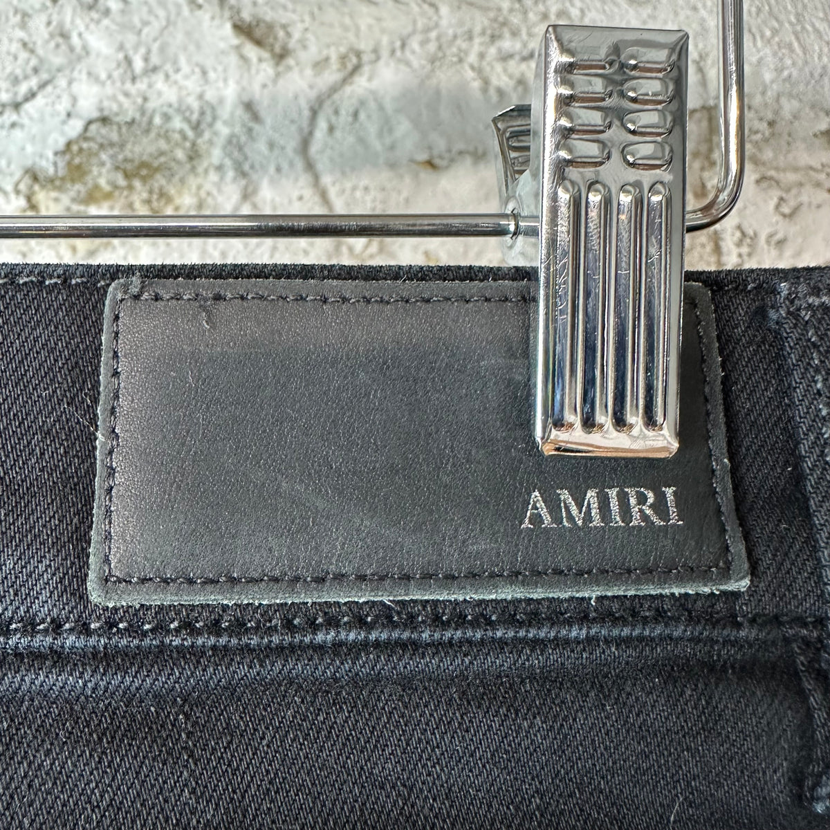 Amiri MX1 Black Leather Black Denim Jeans Sz 29