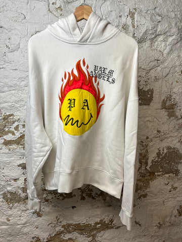 Palm Angels Smiley Face Hoodie White Sz M