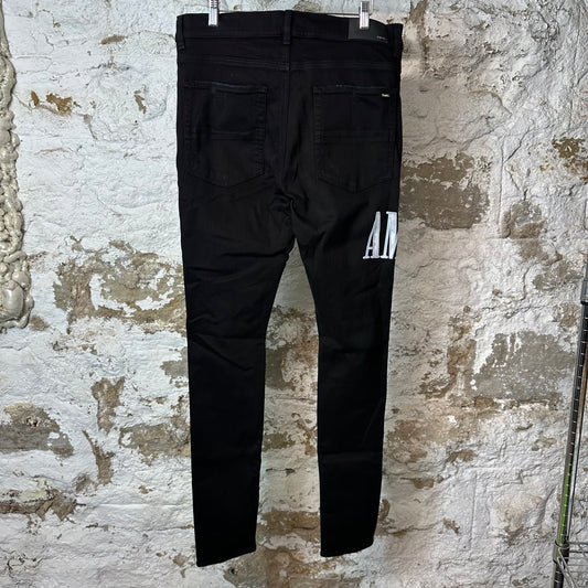 Amiri Blue Tie Dye Core Logo Black Denim Jeans Sz 34