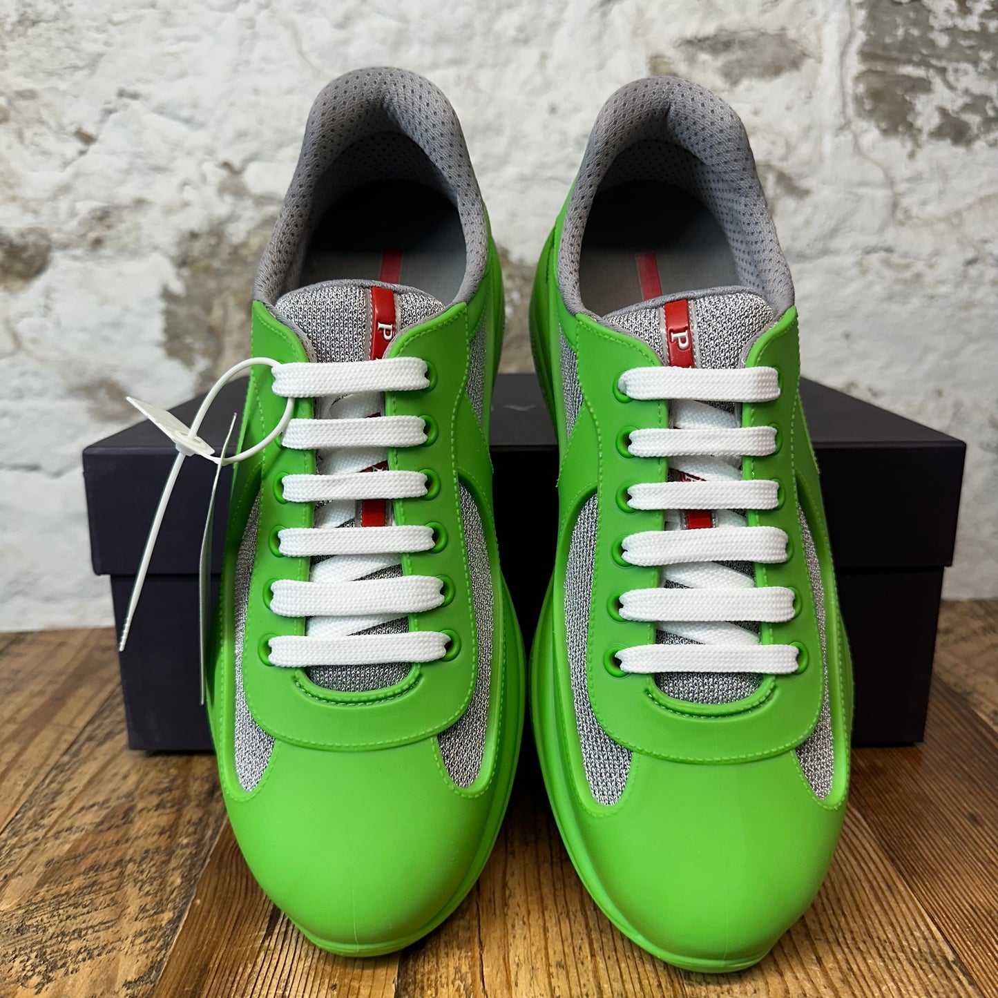 Prada Americas Cup Green Rubber Sneaker Sz 7 (40) DS