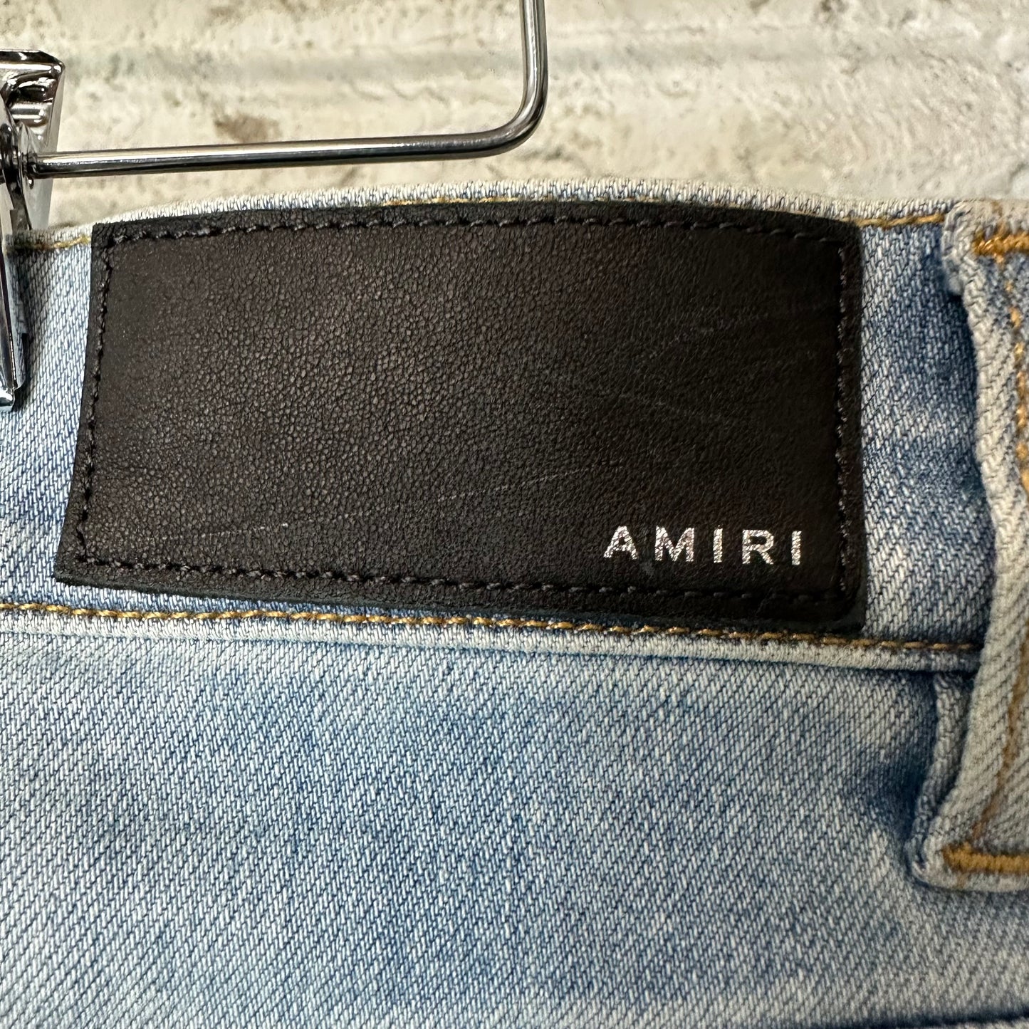 Amiri MX1 Yellow Suede Blue Denim Jeans Sz 30