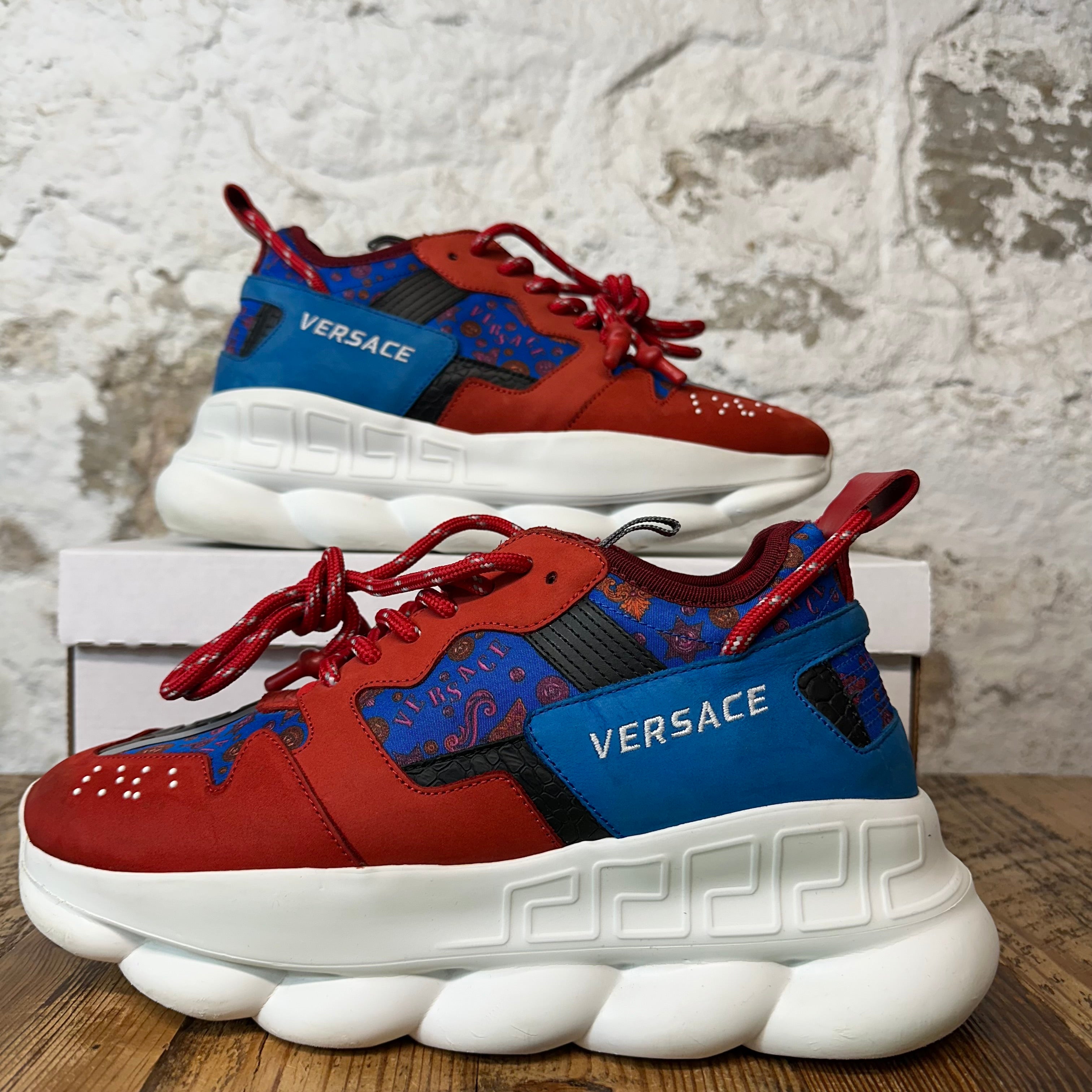 Versace Chain Reaction Blue Red White Sneaker Sz 8 (41)