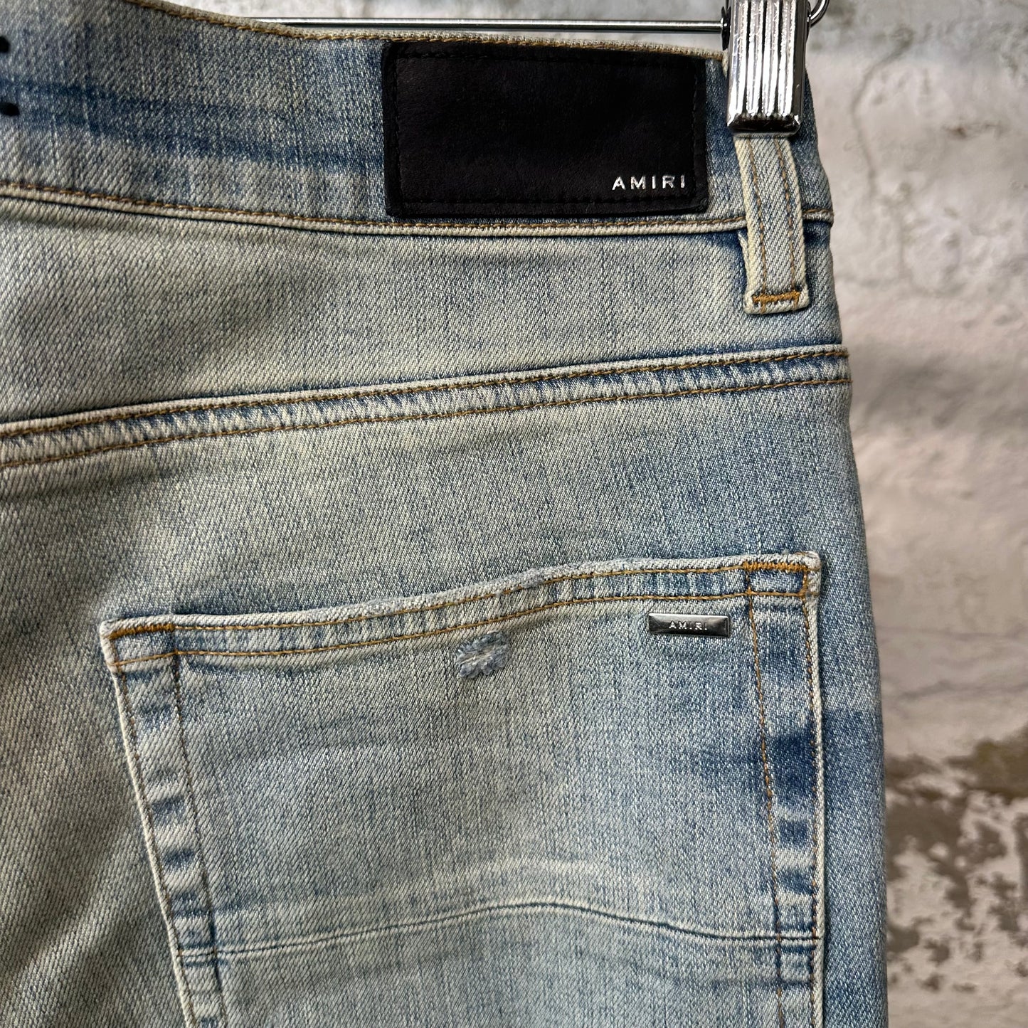 Amiri MX1 Olympic Patch Blue Denim Jeans Sz 34