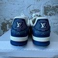 Louis Vuitton Blue Denim Monogram White Trainer Sneaker Sz 7 (40)