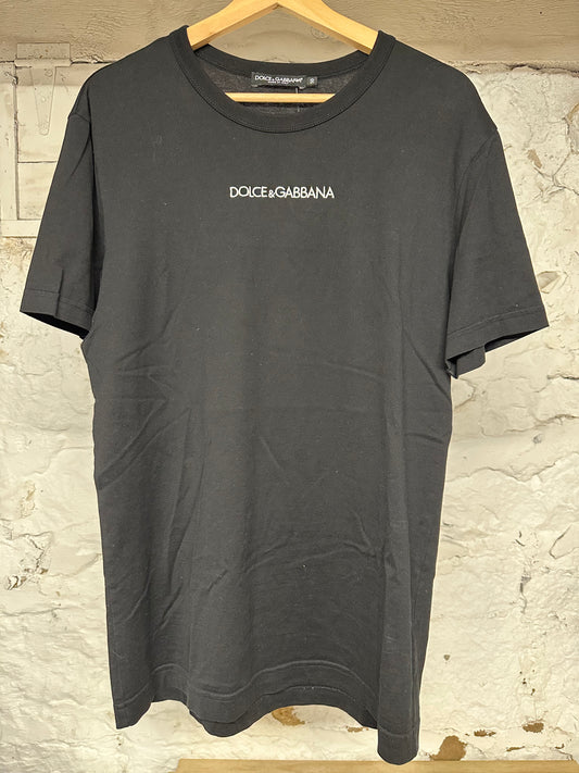 Dolce Gabbana Chest Logo Black T-Shirt Sz L