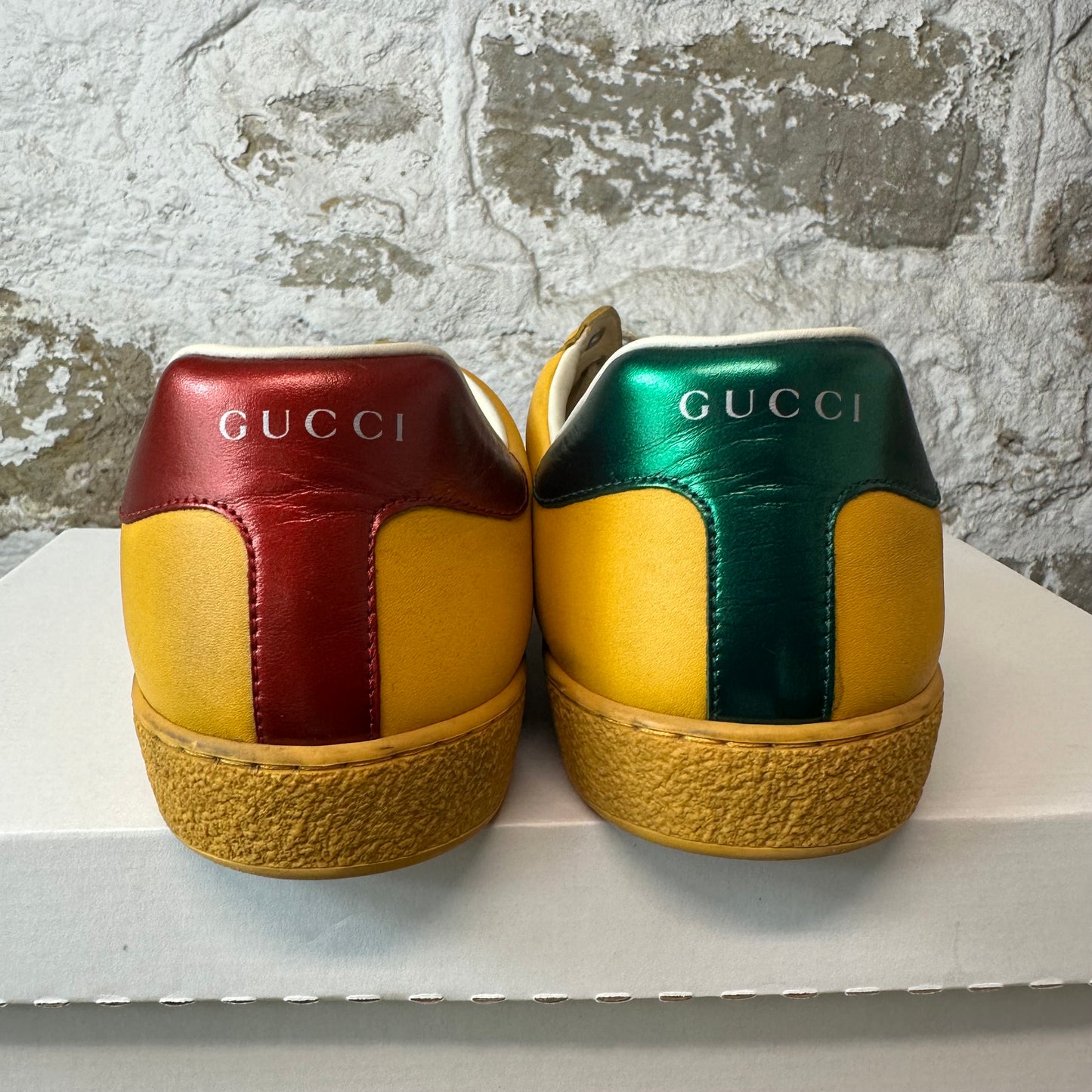 Gucci Flash Logo Yellow Ace Sneaker Sz 10