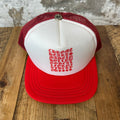 Chrome Hearts Red White Eyechart Trucker Hat