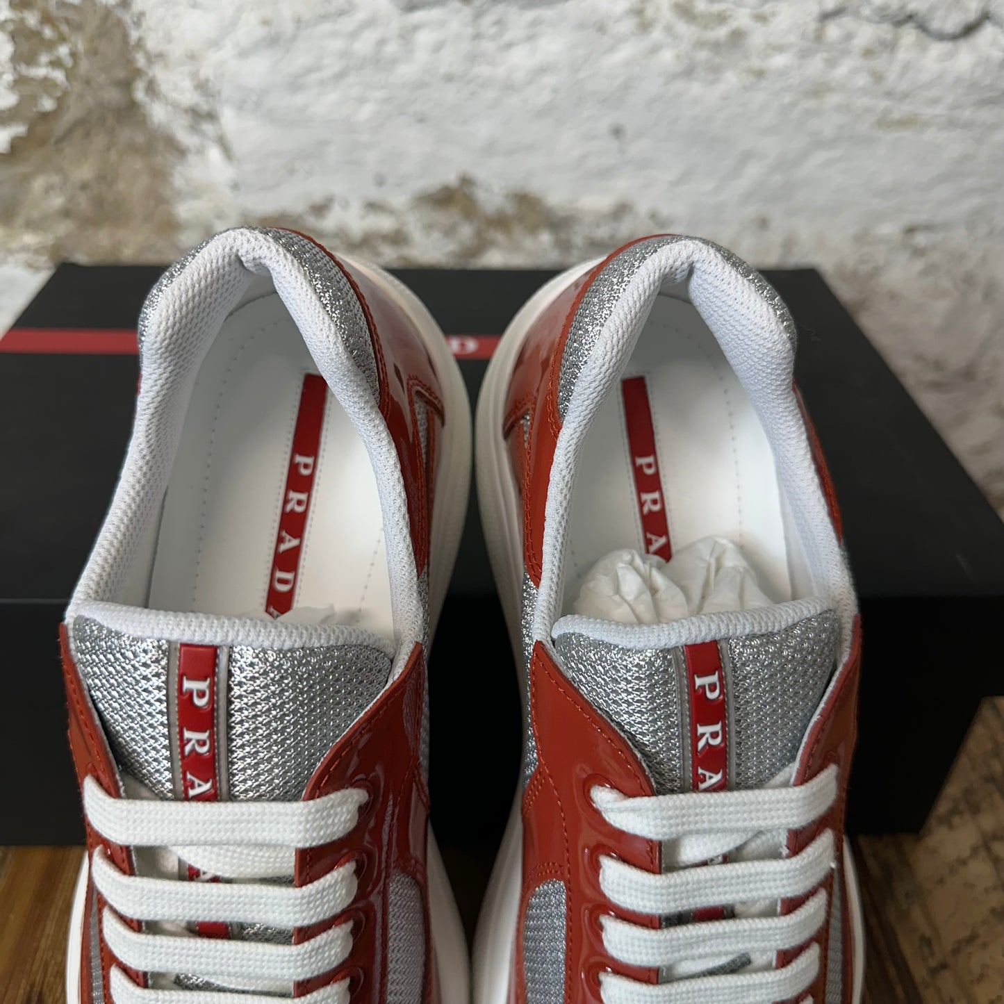 Prada Americas Cup Rame Patent Sneaker Sz 7 DS