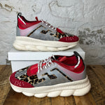 Versace Chain Reaction Cheetah Print Red White Sneaker Sz 12 (45) No Box