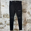 Amiri MX1 Black Multicolor Paisley Black Denim Jeans Sz 33