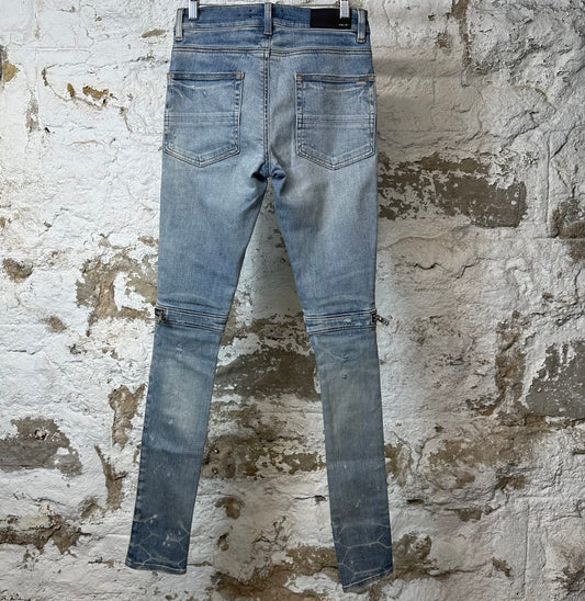 Amiri MX2 Brown Yellow Patch Blue Denim Jeans Sz 28