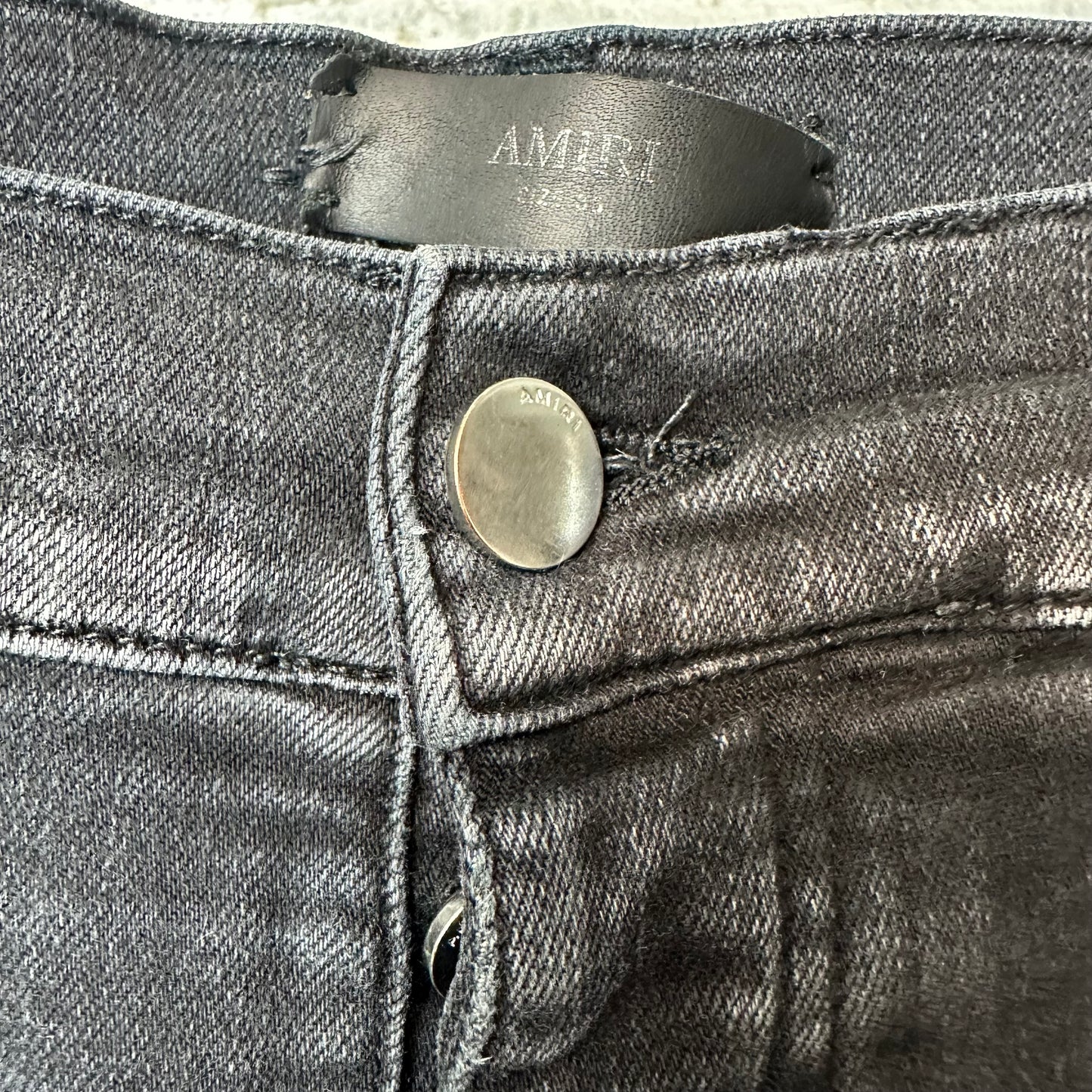 Amiri MX1 Yellow Paisley Faded Black Denim Jeans Sz 33