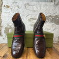Gucci High Donnie Web Brown Leather Boot Sz 10