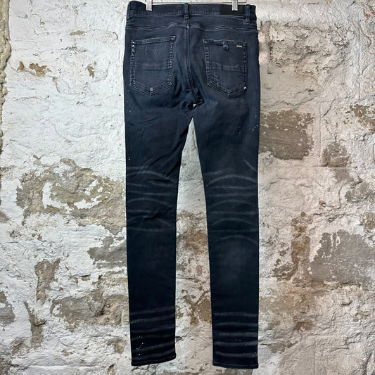Amiri MX1 Brown Plaid Flannel Black Denim Jeans Sz 31