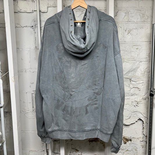 Saint Vanity Back Logo Grey Zip Up Hoodie Sz XXL
