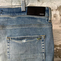 Amiri Green Camo Bones Blue Denim Jeans Sz 40