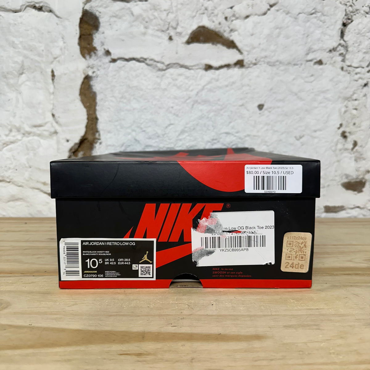 Air Jordan 1 Low Black Toe (2023) Sz 10.5