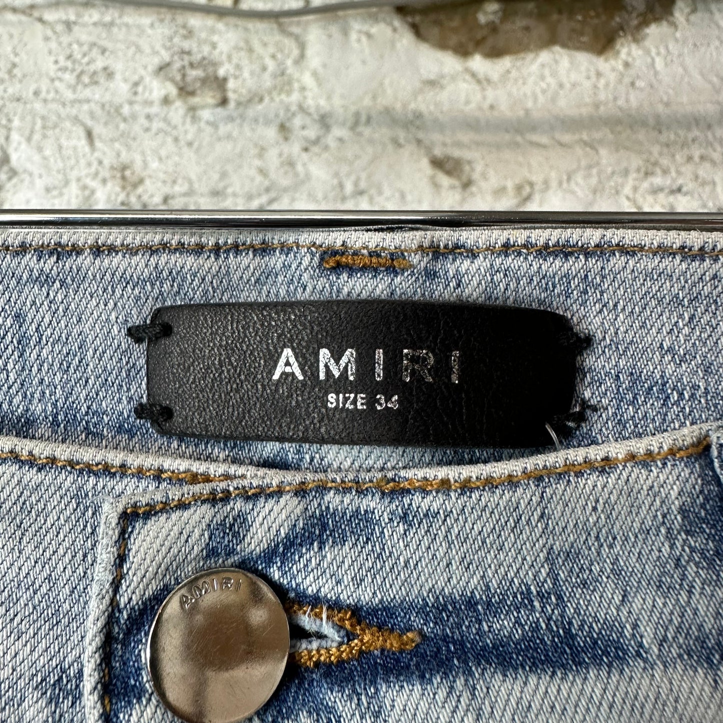 Amiri Multicolor Paisley Patches Washed Blue Denim Jeans Sz 34