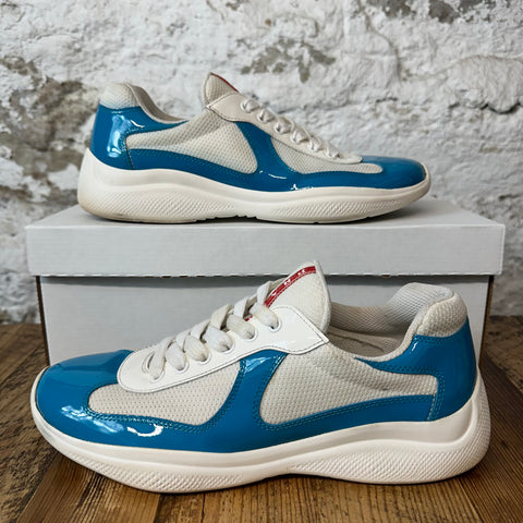 Prada Americas Cup Teal Blue Patent White Sz 6.5 No Box