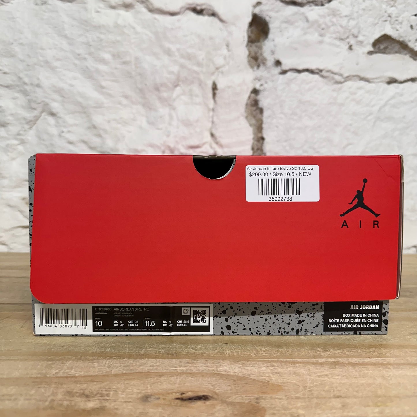 Air Jordan 6 Toro Bravo Sz 10.5 DS