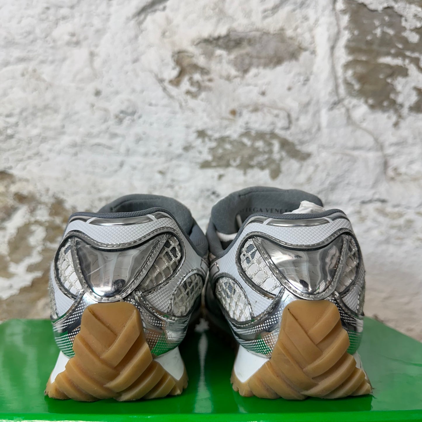 Bottega Veneta Silver White Orbit Sneaker Sz 5 (37)