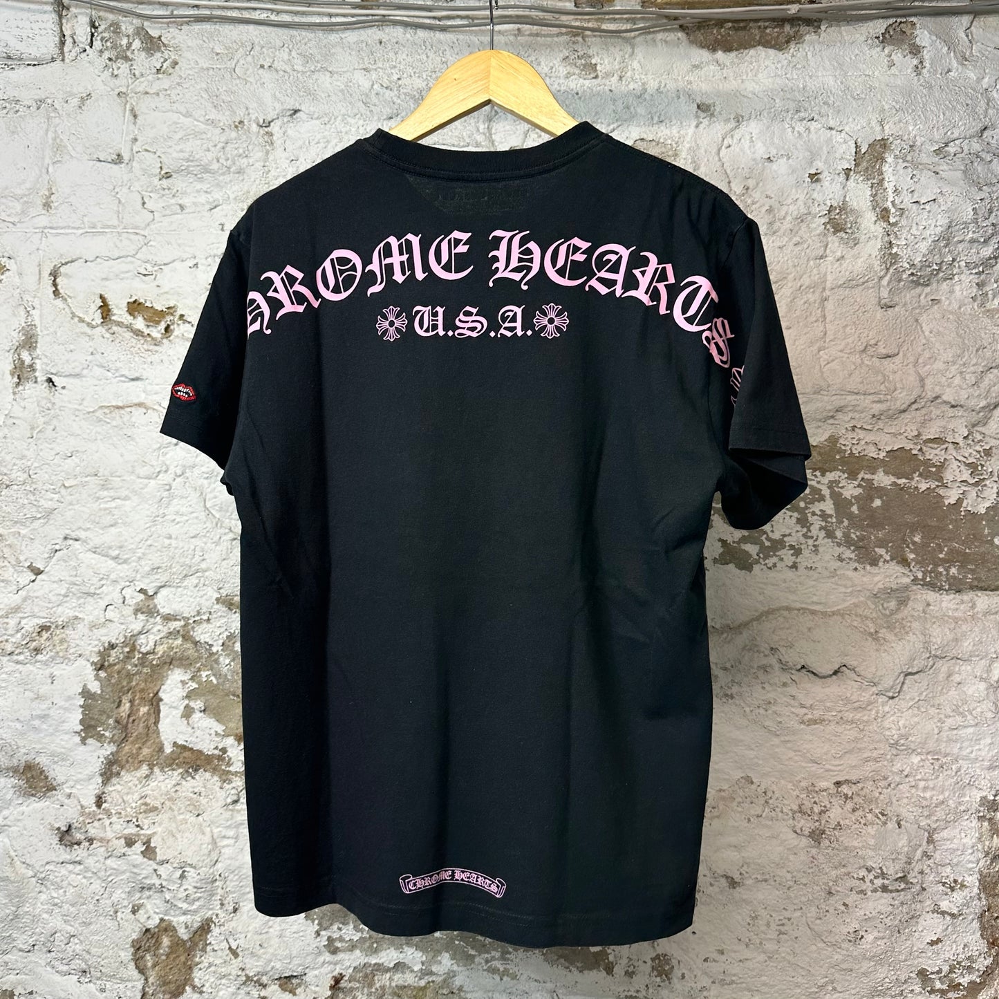 Chrome Hearts Matty Boy Pink Spell T-shirt Black Sz L (M)