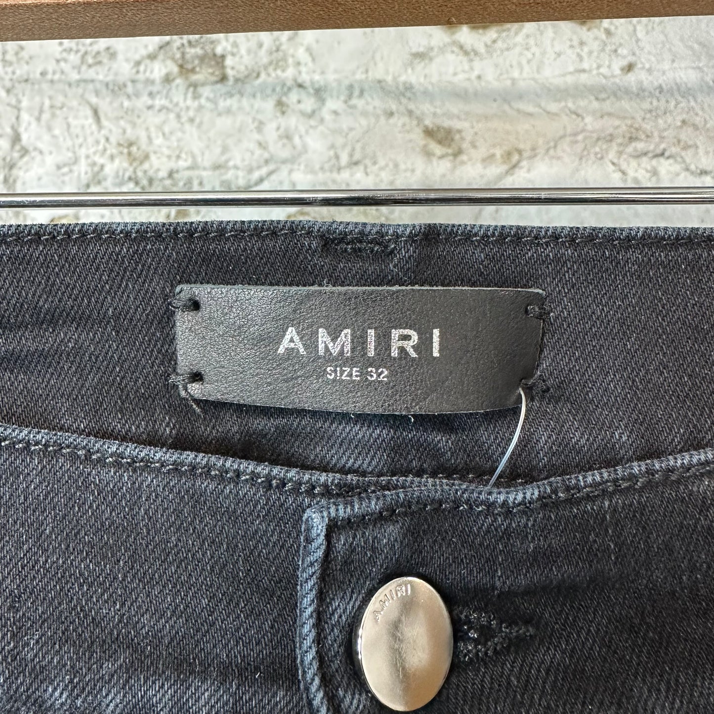 Amiri MX1 Grey Art Patch Black Denim Jeans Sz 32
