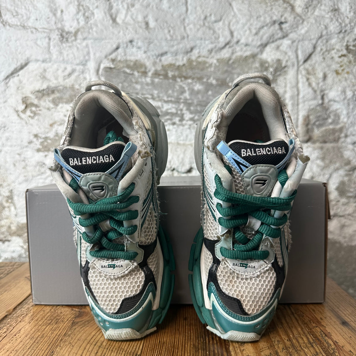 Balenciaga Runner White Green Blue Sneaker Sz 4.5 (36)