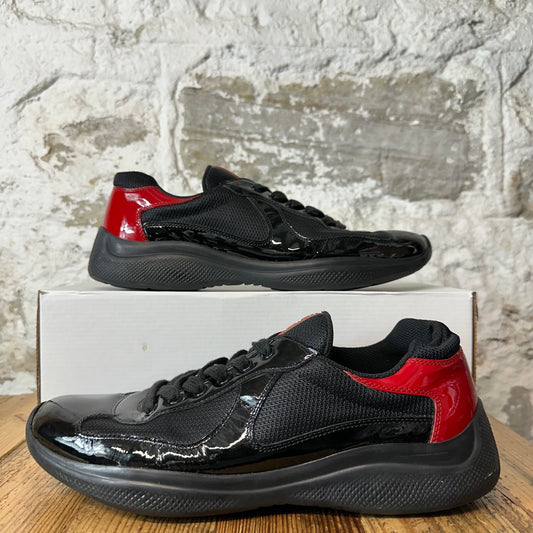 Prada Americas Cup Black Red Patent Sneaker Sz 10