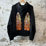 Who Decides War Flame Glass Crystal Black Hoodie Sz M