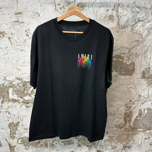 Amiri Multicolor AM Drip T-shirt Black Sz L