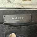 Amiri MX1 Black Leather Black Denim Jeans Sz 31