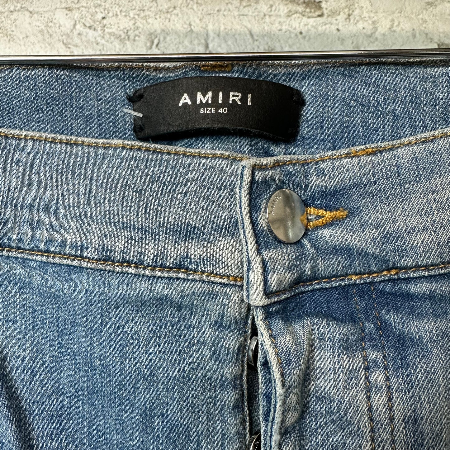 Amiri MX1 Red Suede Blue Denim Jeans Sz 40