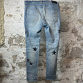 Amiri Black Paisley Star Blue Denim Jeans Sz 38