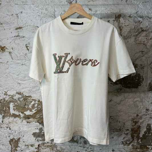 Louis Vuitton Sequin Lovers White T-Shirt Sz M