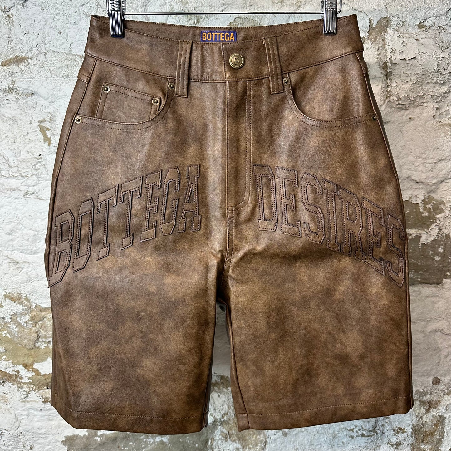 Bottega Desires Brown Leather Shorts