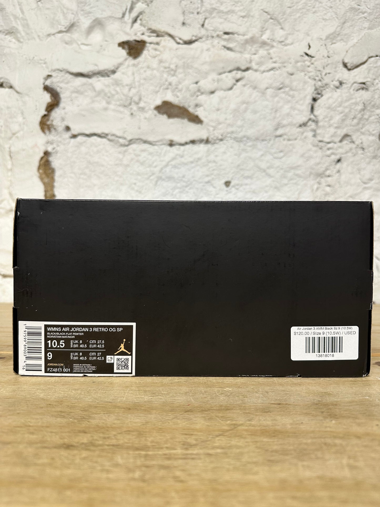 Air Jordan 3 A Ma Maniere Black Sz 9 (10.5W)