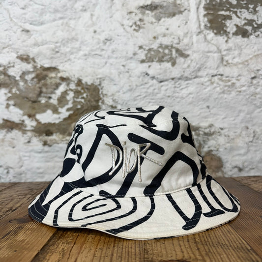 Dior Stussy White Navy Bucket Hat Sz M